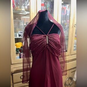 Elegant Burgundy Vintage Dress